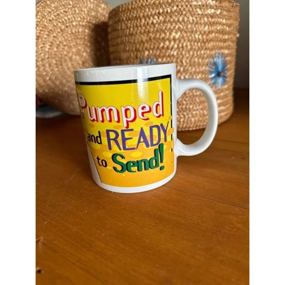 Vintage Dilbert Scott Adam’s Comics Mug “e-male Pumped and Ready to Send”